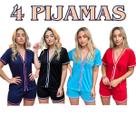Pijama Feminino americano kit 4 baby doll Aberto com botões