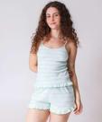 Pijama Feminino Canelado Listras Babado Marisa Verde-73030