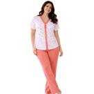 Pijama Feminino com Botões Americano Meia Estação Manga Curta e Calça Comprida Conforto