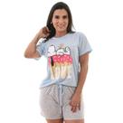 Pijama Feminino com Manga Confortável Shortdoll Verão