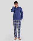 Pijama Feminino com Zíper Xadrez Macio Azul Marinho Lohe Pijama Feminino com Zíper Xadrez Macio Azul Marinho Lohe
