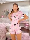 Pijama feminino conjunto blusa manga curta e short desenho Mikey linha premium alta elasticidad