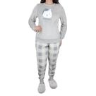 Pijama Feminino Danka Fleece Xadrez Cinza Claro - 01205
