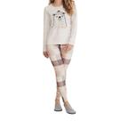 Pijama Feminino Danka Longo Moletinho Urso Mescla - 01201