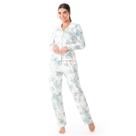 Pijama Feminino de Algodão Zee Rucci Manga Longa abertura com Botão Adulto Pijama Feminino de Algodão Zee Rucci Manga Longa abertura com Botão Adulto