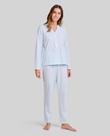 Pijama Feminino de Cetim com Renda Azul Celeste Lohe