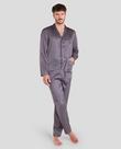 Pijama Feminino de Cetim Macio e Confortável Azul Marinho Lohe