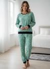 Pijama Feminino de Frio Aveludado Amélia Verde Claro Fabricação Própria