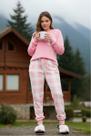 Pijama Feminino Fleece Pelúcia Longo Xadrez Rosa