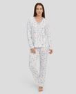Pijama Feminino Floral com Renda Macio Azul Celeste Lohe