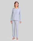 Pijama Feminino Folhas com Renda Macio Cinza Lohe