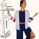 Pijama Feminino Homewear Preguistê Multifuncional Ocasional Tríade Marinho Vermelho e Branco Náutico