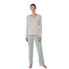 Pijama Feminino Inverno Calça Longo Hering Cinza Bolinha