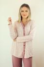 Pijama feminino inverno camisa e calça em moletinho felpado lilás estampado floral Pijama feminino inverno camisa e calça em moletinho felpado lilás estampado floral