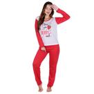 Pijama Feminino Inverno Estampado de Frio Calça e Manga Longa Feminino Gaby