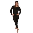 Pijama Feminino Inverno Malha Suede Canelado Com Renda Manga Longa e Calça Confortável Para Frio Rendinha Rendado Longo