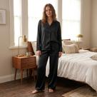 Pijama Feminino Inverno Silk Cetim Luxo 100% Poliester Organiky Moda Cor:BrancoTamanho:P