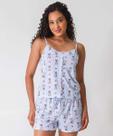 Pijama Feminino Listrado Estampa Cachorro Marisa Azul-74006