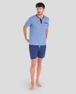 Pijama Feminino Listrado Macio em Algodão Azul Lohe