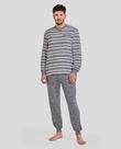 Pijama Feminino Listrado Macio em Algodão Azul Marinho Lohe
