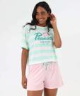 Pijama Feminino Listrado Manga Curta Snoopy Rosa-67055