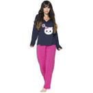 Pijama Feminino Longo Calça e Blusa Inverno Bordado Confortável
