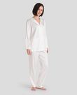 Pijama Feminino Longo de Cetim Jacquard Marfim Lohe
