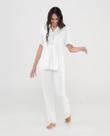 Pijama Feminino Longo em Cetim com Renda Marfim Lohe