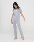 Pijama Feminino Longo Modal Cetim Decote V Cinza Lohe Pijama Feminino Longo Modal Cetim Decote V Cinza Lohe