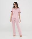 Pijama Feminino Longo Modal Cetim Decote V Rosa Claro Lohe Pijama Feminino Longo Modal Cetim Decote V Rosa Claro Lohe