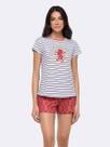 Pijama Feminino Manga Curta Gryffindor com Estampa Metalizada