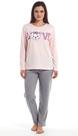 Pijama Feminino Manga Longa Algodão Estampado P Ao Gg
