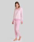 Pijama Feminino Micropolar com Listras Macio Rosa Queimado Lohe Pijama Feminino Micropolar com Listras Macio Rosa Queimado Lohe
