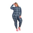 Pijama Feminino Plus Size Inverno em Soft Xadrez Quentinho Confortável Tamanho GG 44 ao 48