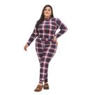 Pijama Feminino Plus Size Inverno Flanelado Comfortável Quentinho Quente Americano Soft Moderno