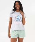 Pijama Feminino Stitch Disney Off White Cinza-72044 Pijama Feminino Stitch Disney Off White Cinza-72044