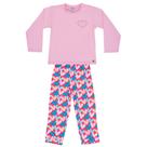 Pijama Infantil Camiseta Térmica e Calça em Soft Corações Rosa Everly