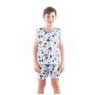 Pijama Infantil de Menino Regata Decote Redondo Blusa E Short Malha Tecido Estampado