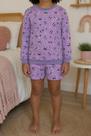 Pijama Infantil Feminino Algodão Confortável Estampa Panda Roxo Manga Longa com Short Leve Respirável Pijama Infantil Feminino Algodão Confortável Estampa Panda Roxo Manga Longa com Short Leve Respirável