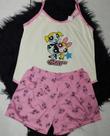 Pijama Infantil Feminino Algodão cor Branco com Rosa com Estampa Meninas Super Poderosas