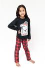 Pijama infantil feminino inverno camiseta manga longa e calça soft meme flork