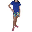 Pijama Infantil Feminino Lupo Família Monstro Curto Azul