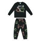 Pijama infantil longo masculino 100% algodão com estampa que brilha no escuro