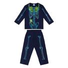 Pijama infantil longo masculino 100% algodão com estampa que brilha no escuro