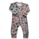 Pijama Infantil Macacão Suedine Masc Manga Longa Estampado