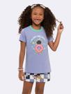 Pijama Infantil Manga Curta Galaxy Explorer com Estampa que Brilha no Escuro