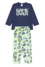 Pijama Infantil Masculino Inverno Game Over - Hey Kids Azul