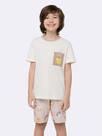 Pijama Infantil Masculino Manga Curta com Bermuda Cat Amour