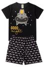 Pijama Infantil Masculino Verão Good Night Cat - Hey Kids Preto