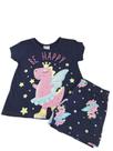 Pijama Infantil Menina Be Happy Azul - Kyly
